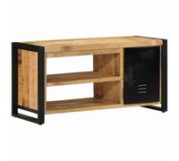 GeenYuu Banc à Chaussures en Bois de manguier Massif Marron avec Compartiments de Rangement, Banquette siège Multifonction pour entrée Salon Chambre, Meuble Coffre Pratique et Design Industriel