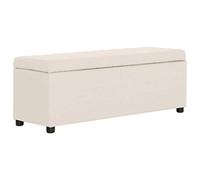 GeenYuu Banc Coffre de Rangement 116 cm crème en Polyester avec Compartiment intérieur spacieux pour Salon entrée Chambre, Banquette siège Pratique et décorative avec Couvercle abattant et Assise