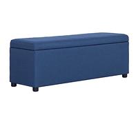 GeenYuu Banc Coffre Rangement 116 cm Bleu en Polyester avec Compartiment intérieur pour Salon entrée Chambre, Banquette siège Meuble avec Couvercle abattant et Espace de Rangement organisé