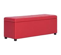 GeenYuu Banc Coffre Rangement 116 cm en Similicuir Rouge avec Compartiment intérieur pour Salon entrée Chambre, Meuble siège Pratique avec Couvercle abattant et Espace organisé