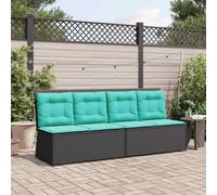 GeenYuu Banc de Jardin incliné en polyrotin Noir avec Coussins rembourrés, Acier Durable, Dimensions 110x67x95 cm, capacité 2 Personnes, idéal pour terrasse, Balcon et Patio détente