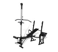 GeenYuu Banc de Musculation en Acier Robuste pour Gymnase à Domicile avec Support Barre réglable et Coussin Confortable, Station Fitness Multifonction pour entraînement Complet du Corps