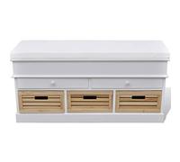 GeenYuu Banc d'entrée Blanc en Bois Paulownia avec Coussin Confortable 2 tiroirs 3 caisses 100x35x50 cm pour Rangement Chaussures Jouets et Accessoires Salon Chambre Couloir
