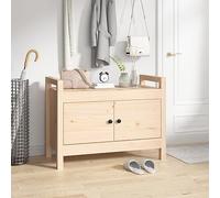 GeenYuu Banc d'entrée en Bois de pin Massif 80x40x60 cm avec Compartiments et Portes, Banquette de Rangement Pratique pour Couloir Salon Chambre, siège Stable et Organiseur de Chaussures