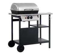 GeenYuu Barbecue à gaz avec table d'appoint sur 3 niveaux, acier revêtu par pulvérisation et acier inoxydable, 92 x 53 x 96 cm, puissance 5,5 kW, 2 roulettes mobiles, idéal pour barbecue, camping et