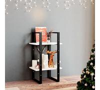 GeenYuu Bibliothèque à 2 étagères, blanche, 40 x 30 x 70 cm, en pin massif, étagère sur pied, robuste, idéale pour la chambre à coucher, le salon et le bureau