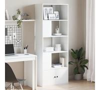 GeenYuu Bibliothèque blanche 70 x 36 x 189 cm, en matériau à base de bois, avec capacité de charge totale de 100 kg, compartiments polyvalents pour salon, chambre à coucher, bureau