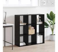 GeenYuu Bibliothèque en chêne noir 102 x 32 x 102 cm avec 6 étagères, 9 compartiments de rangement, espace de rangement pour bureau, salon, bureau, chambre d'enfant, CD, DVD, classeur, décoration