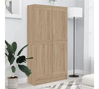 GeenYuu Bibliothèque en chêne Sonoma 82,5 x 30,5 x 150 cm, en bois dérivé du bois, avec 4 compartiments et 2 portes, idéale pour le salon, la chambre à coucher, le bureau, solution de rangement