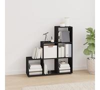 GeenYuu Bibliothèque escalier Noir en Bois d'ingénierie 104x29x107 cm avec 6 Compartiments modulables pour Rangement Livres, dossiers, bibelots, idéale Salon Bureau Chambre Couloir Coin Lecture
