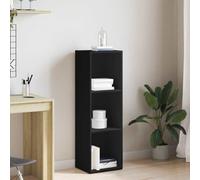 GeenYuu Bibliothèque noire 36 x 30 x 114 cm, en matériau dérivé du bois, à 3 compartiments, étagère polyvalente pour salon, chambre à coucher, bureau