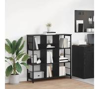 GeenYuu Bibliothèque noire aspect chêne, 102 x 32 x 104,5 cm, style industriel, 9 compartiments, pour salon, bureau, bureau à domicile, robuste