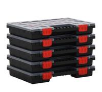 GeenYuu Boîtes d'assortiment 10 pcs en polypropylène 34,5x25x5 cm avec séparateurs réglables, poignée, couvercle transparent pour rangement outil bricolage atelier garage
