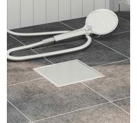 GeenYuu Bonde de douche 2 en 1 argent en acier inoxydable 304 15 x 15 cm avec attrape-cheveux et tamis, bec de sol pour douche, salle de bain et lavabo, avec valve, bouchon anti-odeurs, filtre et