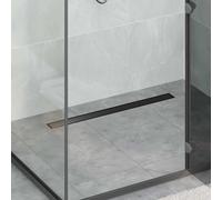 GeenYuu Bonde de douche 2 en 1 avec siphon à 360° noir en acier inoxydable 304 80 cm réglable en hauteur avec bonde et attrape-cheveux pour salle de bain douche drain de sol