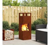 GeenYuu Brasero marron en acier résistant aux intempéries - 35 x 35 x 100 cm - Rectangulaire - Pour jardin, terrasse, extérieur - Chaleur et atmosphère confortable