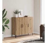 GeenYuu Buffet artisanal en chêne 90 x 34 x 80 cm - Commode étroite avec 6 compartiments - Armoire industrielle pour salon, chambre à coucher, couloir