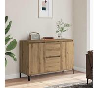 GeenYuu Buffet artisanal en chêne artisanal 102 x 35 x 70 cm, commode en bois avec tiroir, 2 portes, plateau supérieur robuste, rangement étroit pour salon, chambre à coucher, couloir