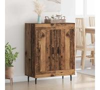 GeenYuu Buffet aspect bois vieilli - 69,5 x 34 x 90 cm - En bois composite - Fer - Design moderne - Armoire avec portes - Pour salon, salle à manger - Meuble de rangement - Style industriel