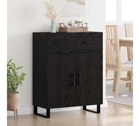 GeenYuu Buffet, aspect chêne, noir, 69,5 x 34 x 90 cm, en matériau dérivé du bois, commode moderne avec tiroir et portes, espace de rangement polyvalent pour salon, salle à manger