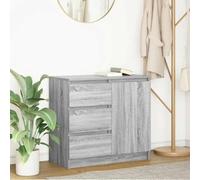 GeenYuu Buffet avec tiroir Sonoma Gris en Bois d'ingénierie 71x35x65 cm, Meuble Rangement avec Porte, étagère et tiroirs modulables pour Salon Salle à Manger Bureau