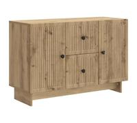 GeenYuu Buffet chêne Artisanal en Bois d'ingénierie 89 x 34,5 x 60 cm avec tiroirs et Portes, Meuble de Rangement Polyvalent pour Salon Salle à Manger Cuisine, Console Enfilade Commode Fonctionnelle
