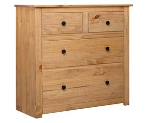 GeenYuu Buffet en Bois de pin Massif 80x40x83 cm avec 4 tiroirs, Meuble de Rangement Rustique pour Salon Salle à Manger Cuisine, Finition polie Peinture laquée, Design Panama Pratique et décoratif