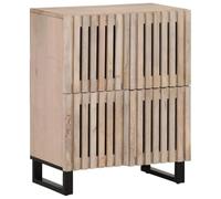 GeenYuu Buffet en bois massif de mangue, 60 x 34 x 75 cm, avec cadre en acier, 4 portes, 4 compartiments, espace de rangement pour chambre à coucher, salon, armoire de rangement, armoire multi-usages