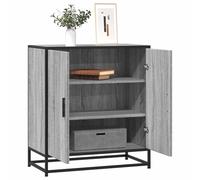 GeenYuu Buffet gris Sonoma 68 x 35 x 76 cm, matériau bois et métal, 3 étagères, commode industrielle pour salon, couloir, chambre à coucher