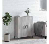 GeenYuu Buffet gris Sonoma 69,5 x 34 x 90 cm, en matériau dérivé du bois, commode multi-usages avec pieds en métal, espace de rangement pour salon, couloir, chambre à coucher