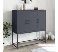 GeenYuu Buffet haut anthracite 100,5 x 39 x 107 cm, en acier robuste, style industriel, 6 compartiments, commode étroite pour chambre à coucher, salon, espace de rangement polyvalent