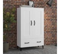 GeenYuu Buffet haut blanc 70 x 31 x 115 cm en bois - Commode étroite avec 2 compartiments - Armoire à tiroirs pour chambre à coucher, salon, couloir - Beaucoup d'espace de rangement