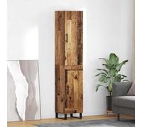GeenYuu Buffet haut en bois recyclé 34,5 x 34 x 180 cm, armoire à bois, armoire étroite avec portes, commode étroite pour salle à manger, cuisine, salon, meuble de rangement, look vintage