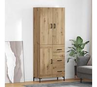 GeenYuu Buffet haut en chêne artisanal, 69,5 x 34 x 180 cm, en matériau dérivé du bois, étagère sur pied avec porte, tiroir, design moderne pour salon, salle à manger, chambre à coucher