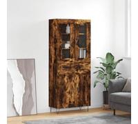 GeenYuu Buffet haut en chêne fumé 69,5 x 34 x 180 cm, matériau dérivé du bois, pieds en métal, beaucoup d'espace de rangement, armoire élégante pour salon, chambre à coucher, couloir