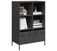 GeenYuu Buffet haut, noir, 68 x 39 x 103,5 cm, en acier laminé à froid robuste, avec 4 compartiments et 2 tiroirs, armoire à tiroirs polyvalente pour salon, chambre à coucher, bureau