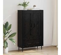 GeenYuu Buffet haut, noir, aspect chêne, 69,5 x 31 x 115 cm, en matériau dérivé du bois, étroite avec tiroir, buffet robuste pour le salon