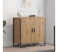 GeenYuu Buffet moderne, marron, 78 x 35,5 x 74,5 cm, en bois dérivé du bois, avec 2 portes, polyvalent, pour salon et bureau, meuble de rangement durable