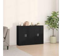 GeenYuu Buffet noir aspect chêne 60 x 31 x 84 cm en matériau dérivé du bois - Commode avec porte - Armoire de rangement moderne pour salon, couloir et salle à manger