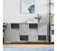 GeenYuu Buffets 2 pcs Gris béton en Bois d'ingénierie avec Grand Espace de Rangement, Meuble Rangement pour Salon Salle à Manger Cuisine, Armoire Console Enfilade Pratique et Stable