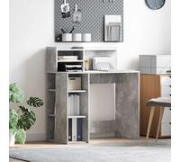 GeenYuu Bureau béton gris 90 x 48 x 101,5 cm en bois avec espace de rangement, étagère et étagère, table de travail pour bureau à domicile, bureau, jeu, étude, ordinateur portable et moniteur PC