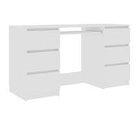 GeenYuu Bureau blanc en bois - 140 x 50 x 77 cm - Avec 6 tiroirs de rangement - Bureau d'ordinateur, bureau à domicile, lieu de travail, chambre d'adolescent, pour ordinateur portable, moniteur, PC