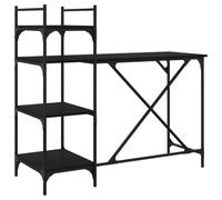 GeenYuu Bureau d'ordinateur avec étagère - Noir - 120 x 47 x 109 cm - En bois et métal - Bureau avec espace de rangement, étagère et plateau pour clavier - Pour le bureau à domicile, le bureau, les