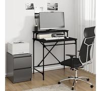 GeenYuu Bureau noir 80 x 50 x 90 cm en bois et fer, table de travail avec étagère, bureau d'ordinateur pour bureau à domicile et bureau, table de bureau avec espace de rangement et étagère, plateau