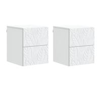 GeenYuu Cabinet de Chevet Mural Blanc 2 pcs 34,5 x 33 x 40 cm avec tiroirs, Meuble de Rangement Compact pour Chambre lit dortoir Bureau, Support pour Lampe Livre téléphone