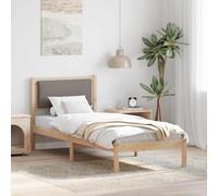 GeenYuu Cadre de lit avec tête de lit taupe, 80 x 190 cm, en bois de pin massif, simple, robuste, facile à monter, utilisable toute l'année
