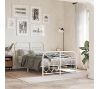 GeenYuu Cadre de lit avec tête et pied de lit en métal blanc 120 x 190 cm, cadre en acier robuste, espace de rangement surélevé, pour chambre à coucher, lit d'invités, meuble durable