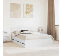 GeenYuu Cadre de lit avec tiroirs - Blanc - 140 x 190 cm - Ingénieur en bois - Lit de chambre à coucher avec espace de rangement et tête de lit pour l'ordre et le confort