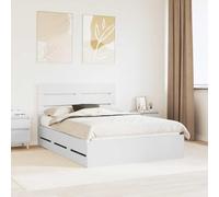 GeenYuu Cadre de lit avec tiroirs blanc en bois d'ingénieur 150 x 200 cm avec 6 compartiments de rangement, matériau en bois robuste, meuble de chambre moderne, étagère pratique pour l'ordre et le