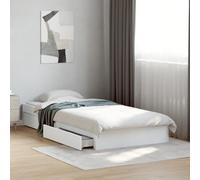 GeenYuu Cadre de lit Blanc 90x190 cm avec sommier à Lattes et 4 tiroirs de Rangement en Bois d'ingénierie pour Chambre Adulte Enfant, Meuble Plateforme Pratique offrant Espace et stabilité